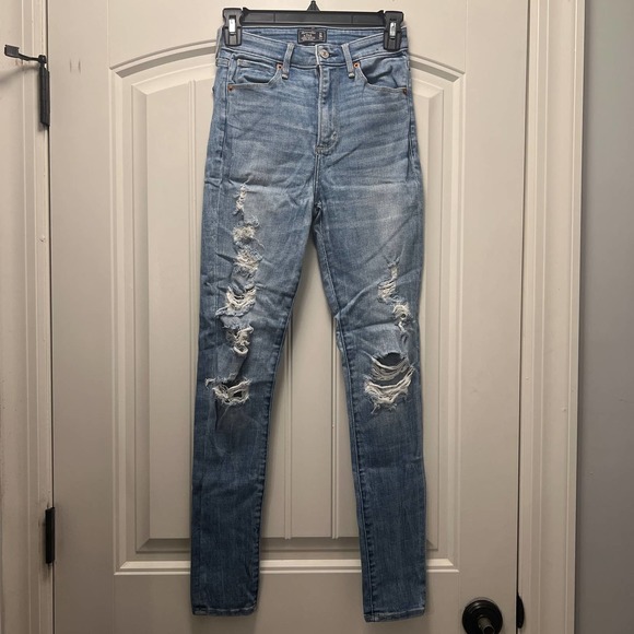 Abercrombie & Fitch Simone Women's‎ High Rise Super Skinny Denim Jeans Sz 24 00R - Picture 1 of 7